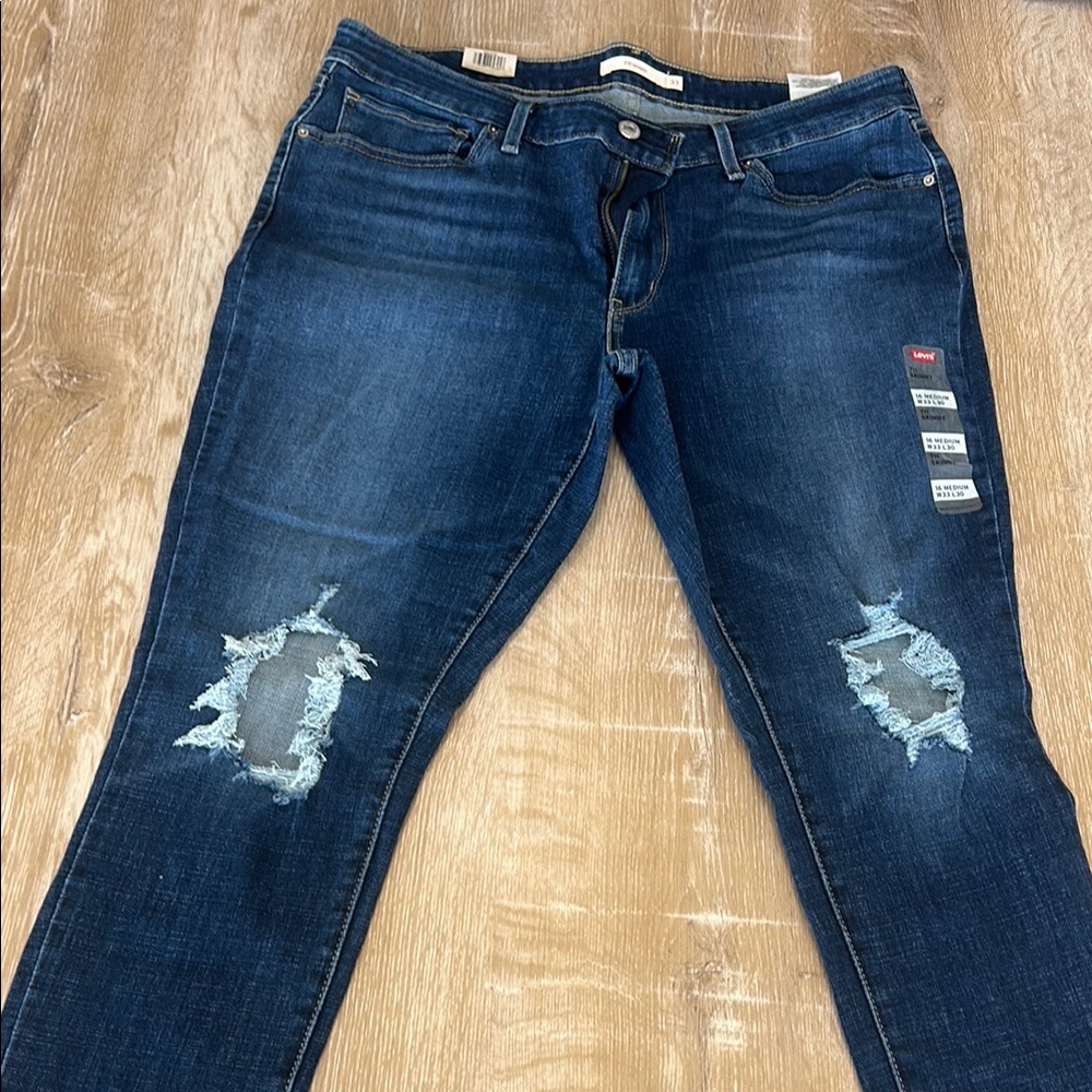 Levi's Blue Straight Leg Jeans with Classic Indigo Wash